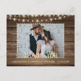 Cartão Postal Casamento Obrigado Luzes Rústicas De Corda De Made