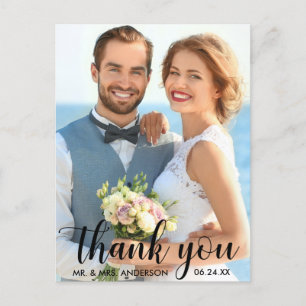 Cartão Postal Casamento Obrigado Noiva Noivo Foto B
