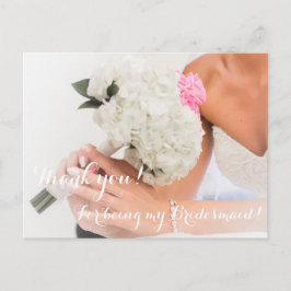 Cartão Postal Casamento Obrigado Por Ser Minha Carta De Bridesma