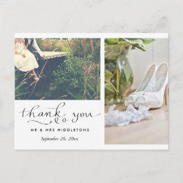 Cartão Postal Casamento Obrigado Tipografia | Duas Fotografias