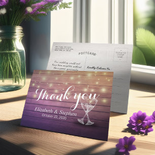 Cartão Postal Casamento Obrigado Vidros De Champanhe Luzes De Ma