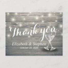 Cartão Postal Casamento Obrigado Vidros De Champanhe Luzes De Ma