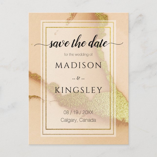 Cartão Postal Casamento 💡 Óleo Coral Moderno (Frente)