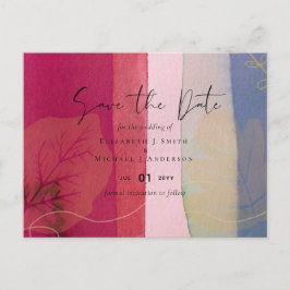 Cartão Postal Casamento orçamental Berry Red Purple Watercolor