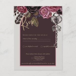 Cartão Postal CASAMENTO OUTONO Burgundy ROSA BOTHIC