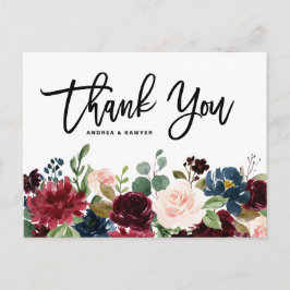 Cartão Postal Casamento outono Rustic Dark Wood Burgundy
