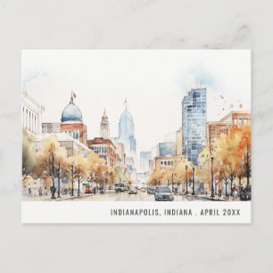 Cartão Postal Casamento Paisagem Aquarela de Indianápolis, India