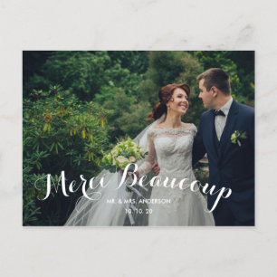 Cartão Postal Casamento Personalizado 2 Foto Merci Beaucoup Obri