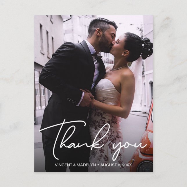Cartão Postal Casamento Personalizado De Fotografia De Tipografi (Frente)