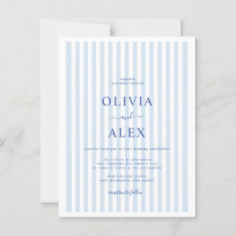 Cartão Postal Casamento Personalizado Francês Mínimo e Azul Chic
