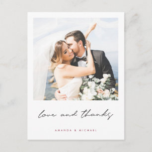 Cartão Postal Casamento Personalizado Simples, Moderno, Obrigado