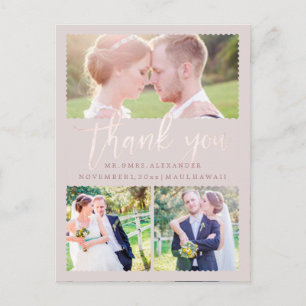 Cartão Postal Casamento PixDezines Obrigado/Escrita Rosa Esbranq