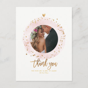 Cartão Postal Casamento PixDezines Obrigado Quadro De Aquarela 