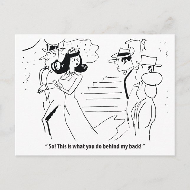 Cartão Postal Casamento Por Trás De Suas Costas, Humorístico (Frente)