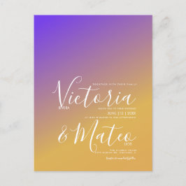 Cartão Postal Casamento Púrpura Amarelo Amarelo-Sol com Gradient