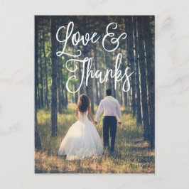 Cartão Postal Casamento Romântico de Script Obrigado Cartão-Post
