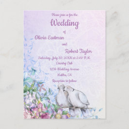 Cartão Postal Casamento romântico personalizado de pombas branca