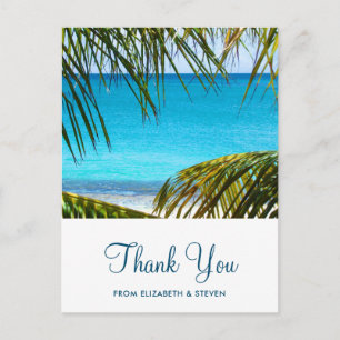 Cartão Postal Casamento Romântico Turquesa na Praia Tropical Agr
