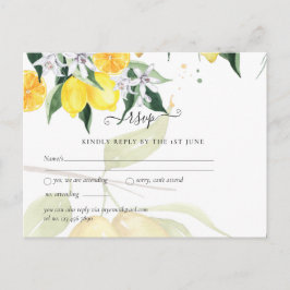 Cartão Postal Casamento RSVP de Árvore de Limão Moderno