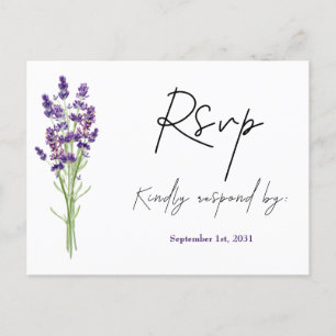 Cartão Postal Casamento RSVP de Lavanda de Moda Minimalista Eleg