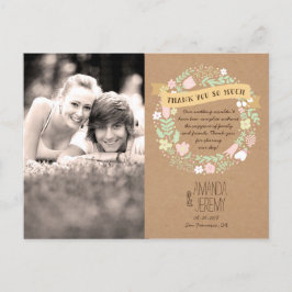 Cartão Postal Casamento Russo Boho Pastel Floral Wreath