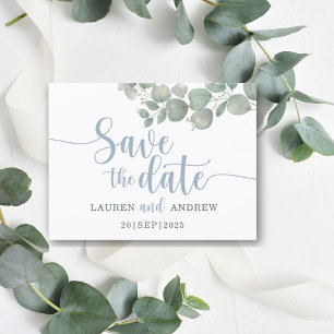 Cartão Postal Casamento Russo Eucalyptus Dusty Salve a Data