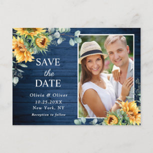 Cartão Postal Casamento Russo Eucalyptus Girassóis Salva A Data