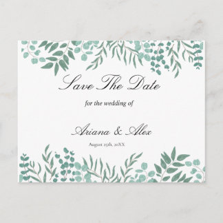 Cartão Postal Casamento Russo Eucalyptus Greeneric Salvar a Data
