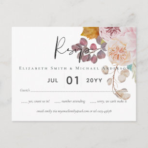 Cartão Postal Casamento Rustic Autumn Fall Pumpkins Flowers