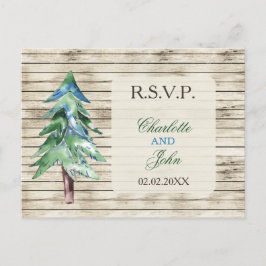 Cartão Postal Casamento Rustic Barn Wood Pine