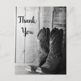 Cartão Postal Casamento Rustic Cowboy Boots Western Obrigado