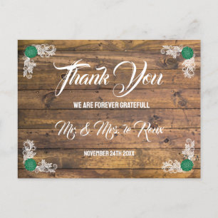 Cartão Postal Casamento Rustic Wood & Wildflower