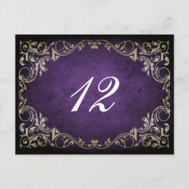 Cartão Postal Casamento Rústico Regal Ornamental Roxo e Dourado