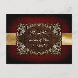 Cartão Postal casamento rústico vermelho