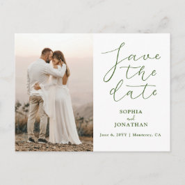 Cartão Postal Casamento Salve a Data Foto Chic Elegant Script