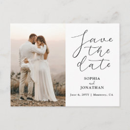 Cartão Postal Casamento Salve a Data Foto Chic Elegant Script