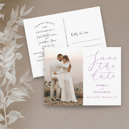 Cartão Postal Casamento Salve a Data Foto Chic Elegant Script