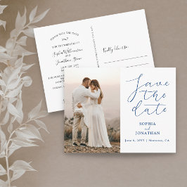 Cartão Postal Casamento Salve a Data Foto Chic Elegant Script