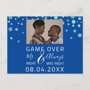 Cartão Postal Casamento Salve A Data Foto Engraçado Fim de Jogo
