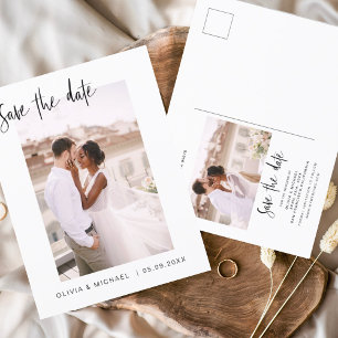Cartão Postal Casamento Salve a Data Foto Posto Simples Minimali