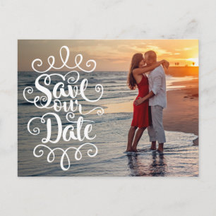 Cartão Postal Casamento Salve Nossa Data   Rascunho Ornate Manus