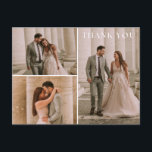 Cartão Postal Casamento Simples 3 Fotografias Obrigado<br><div class="desc">Compartilhe sua gratidão de uma forma belamente moderna com nosso Simple 3 Photo Wedding Obrigado Cartão-postal. Apresentando três dos seus momentos favoritos do dia do casamento na frente, este design mínimo, mas elegante, deixa seu amor brilhar. A parte de trás inclui sua mensagem personalizada de obrigado-você, fazer-a de uma maneira...</div>