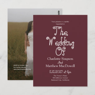 Cartão Postal Casamento Simples Chique 2 Código QR de Foto Burgu