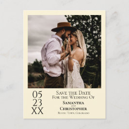 Cartão Postal Casamento Simples com Creme de Marfim Salve a Foto