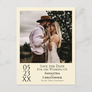 Cartão Postal Casamento Simples com Creme de Marfim Salve a Foto