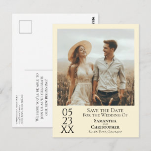 Cartão Postal Casamento Simples com Creme de Marfim Salve a Foto