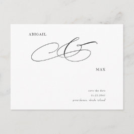 Cartão Postal Casamento Simples Elegante Salve o Anúncio de Data