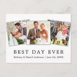 Cartão Postal Casamento Simples Moderno Melhor Dia de Todos 3 Fo