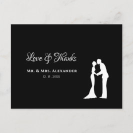 Cartão Postal Casamento Simples Obrigado A Noiva Branca Negra