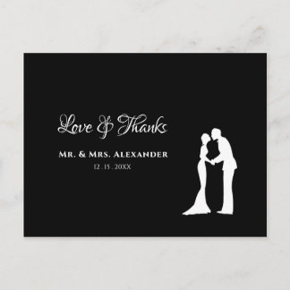Cartão Postal Casamento Simples Obrigado A Noiva Branca Negra